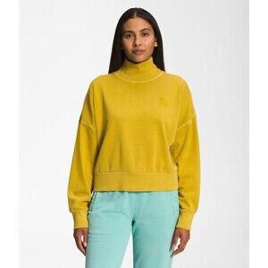 The North Face Women’s Sz M Mock Neck Sweatshirt Yellow Relaxed Fleece Pullover